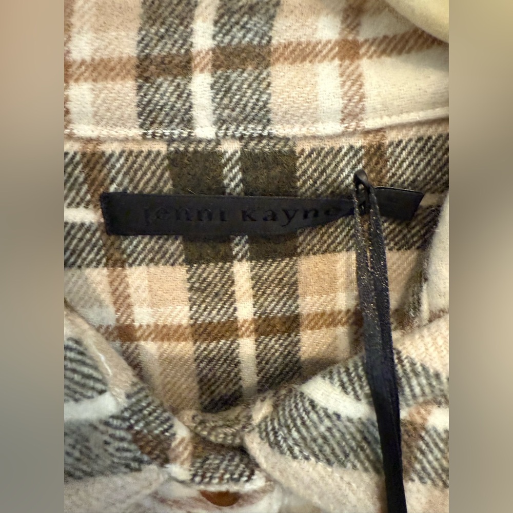 NWT Jenni Kayne O’Keeffe Olive and Oatmeal Plaid Flannel Shirt size XL - Picture 5 of 8